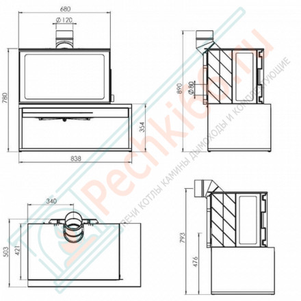 Чугунная печь-камин Eco Minimal 50 (Plamen)