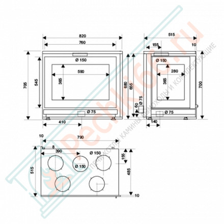 Каминная топка Neo 76 VL1 G (Supra) 10 кВт