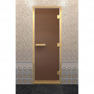 Стеклянная дверь для хамама в золотом профиле, бронза матовая 190х70 (по коробке) (DoorWood)