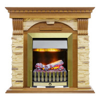 Электрокаминокомплект Dublin - Дуб / Сланец с очагом Danville Antique Brass FB2