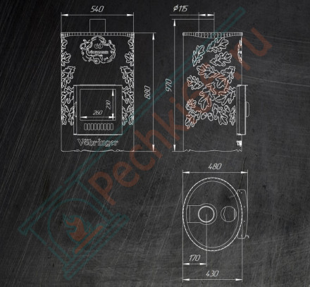 Печь для бани Уют-18 ПФ (Дубы) (Ферингер)
