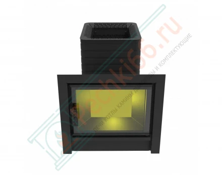 Печь для бани Флагман 15, каминная дверца (Березка)