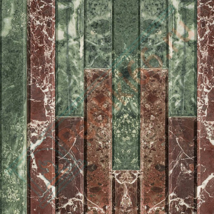 Плитка из камня ламель 1-м² "Змеевик + Россо Леванте" (Feringer)