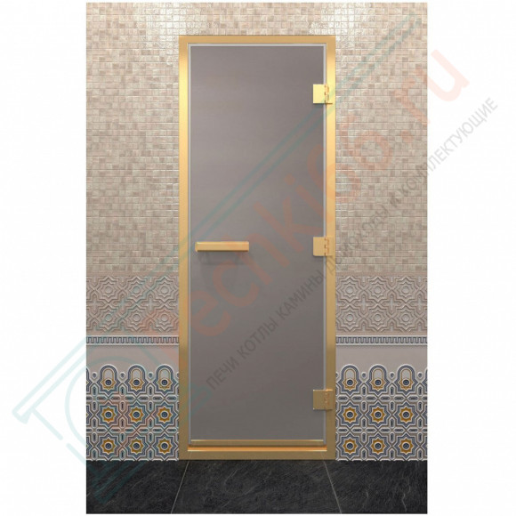 Стеклянная дверь для хамама в золотом профиле, сатин 200х70 (по коробке) (DoorWood) в Новосибирске