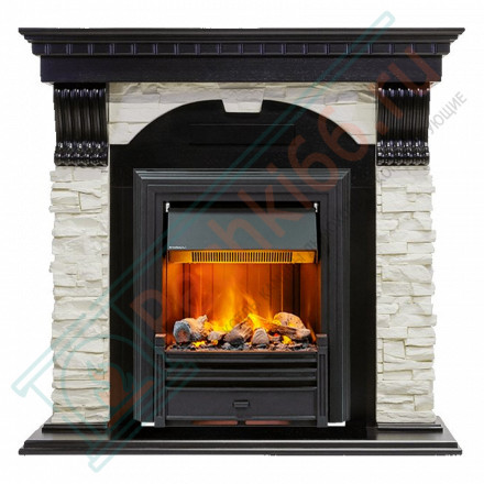 Электрокаминокомплект Dublin - Венге / Сланец белый с очагом Brookline Black