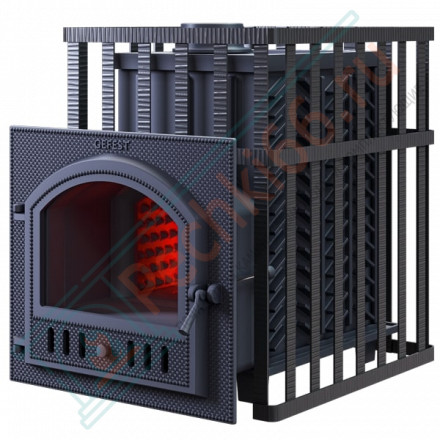 Чугунная печь для бани Гефест GFS ЗК 18 (П) в сетке (ТехноЛит)