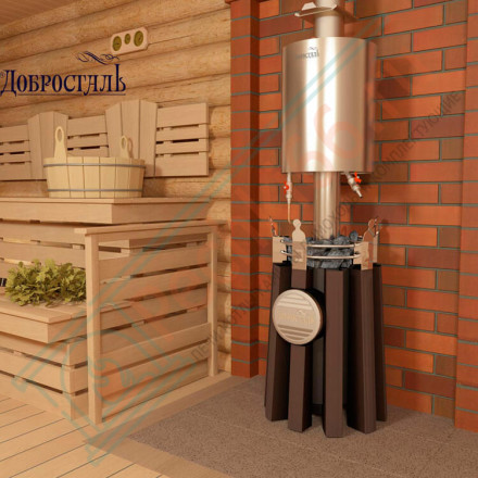 Банная печь Августа стронг с панорамным стеклом (Добросталь)