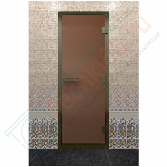 Дверь для хамама в бронзовом профиле, бронза матовая 190x80 (DoorWood) в Новосибирске