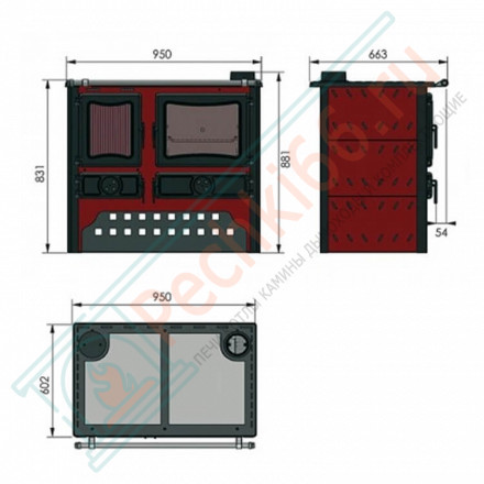 Печь-плита GULIVER CREAM правая (Guca) до 200 м3