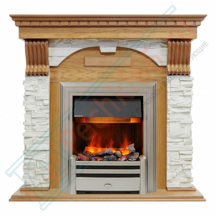 Электрокаминокомплект Dublin - Дуб / Сланец белый с очагом Chesford