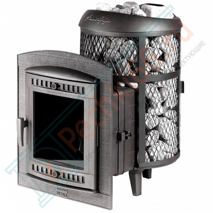 Печь банная "Атмосфера L" с комбинированной облицовкой Окаменевшее дерево наборное (ProMetall)