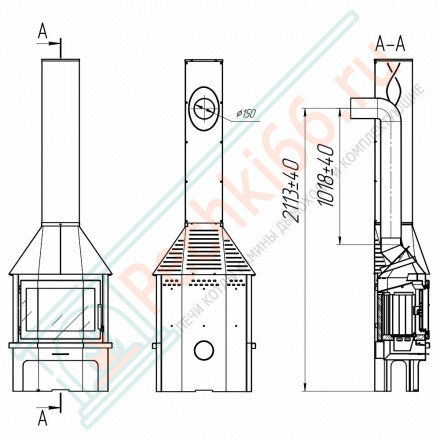 Печь-камин Мюнхен пристенно-угловой Графит (ЭкоКамин) до 240 м3