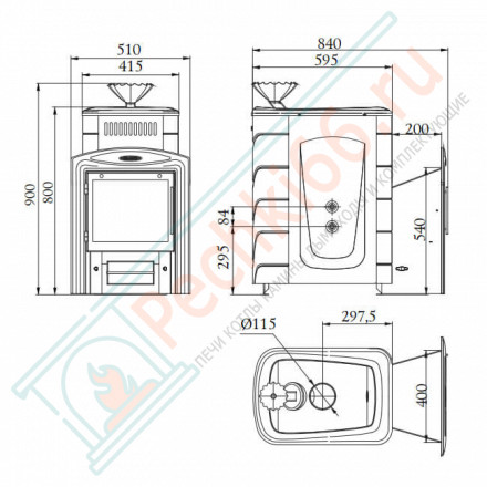 Печь для бани Гейзер 2014 Carbon Витра ЗК антрацит (T.M.F) до 18 м3