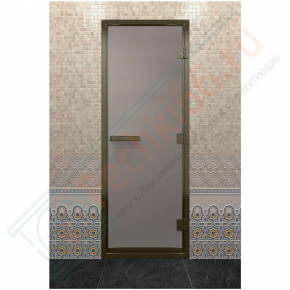 Дверь для хамама в бронзовом профиле, сатин 190x80 (DoorWood) в Новосибирске