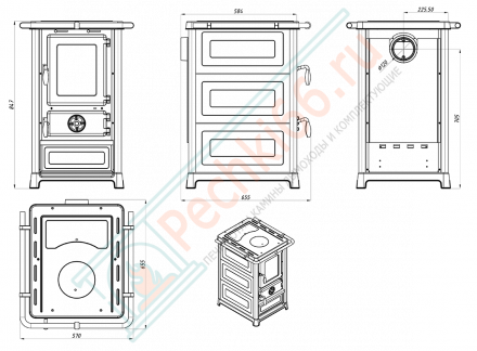 Отопительная печь Olimp Cream, варочная плита (MBS) 240 м3