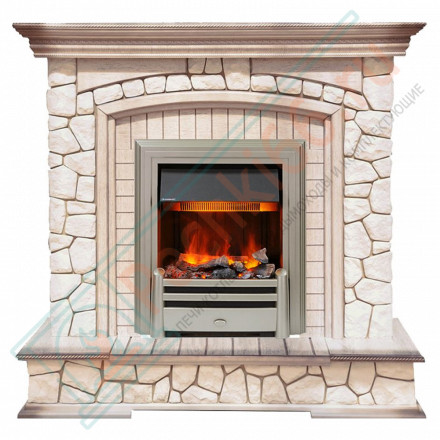 Каминокомплект Preston - Белый/Слоновая кость с патиной с очагом Chesford