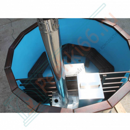 Японская баня Фурако круглая с пластиковой вставкой с внутренней печкой 200х200х120 (НКЗ)