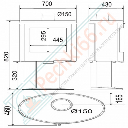Чугунная печь-камин Persee Sur Pied (Supra) до 200 м3