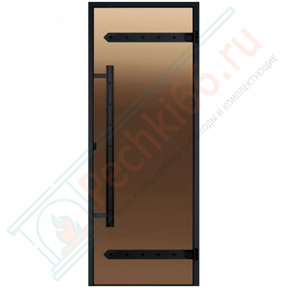 Дверь стеклянная для сауны LEGEND, бронза, коробка чёрная сосна 1900х800 (Harvia) D81901МL в Новосибирске