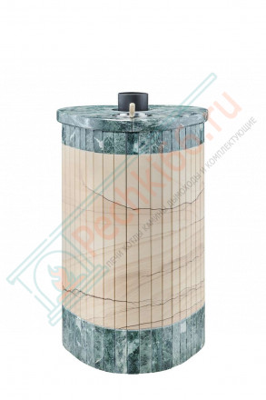 Дровяная банная печь Ферингер ОПТИМА "Окаменевшее дерево перенесённый рисунок + Змеевик" до 28 м³