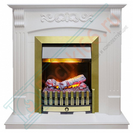 Электрический каминокомплект Sorrento - Белый дуб с очагом Danville Antique Brass FB2