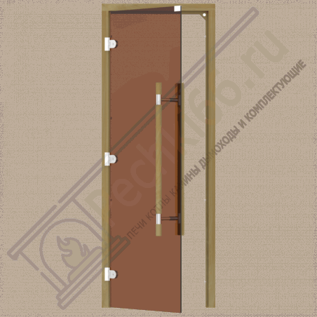 Дверь стеклянная для бани и сауны, бронза, коробка кедр, ручка с металлической вставкой 1900х700 (Sawo) 741-3SGD в Новосибирске
