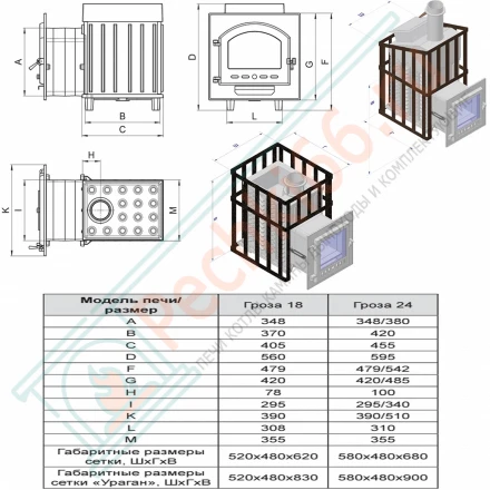 Чугунная печь для бани Гефест Гроза 18 (М) Президент Талькохлорит (ТехноЛит)