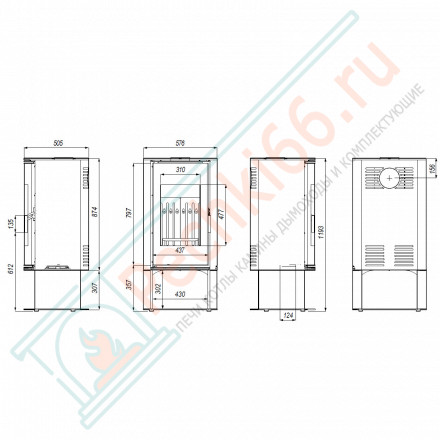 Печь-камин Orbis Log, серая сталь (Defro-Home) 9кВт
