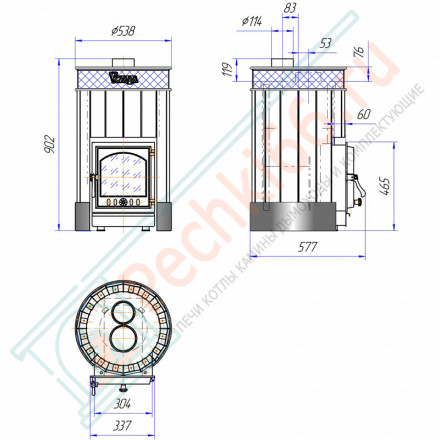Печь для бани Услада Керама, КТК, с чугунной дверцей (Жара)