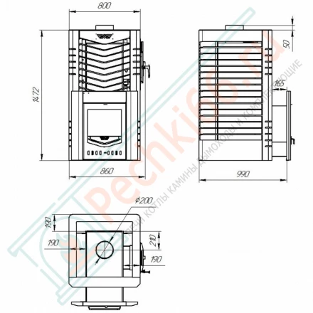 Печь для русской бани № 06МС 03 - Н, из нержавеющей стали (Тройка) до 36 м3