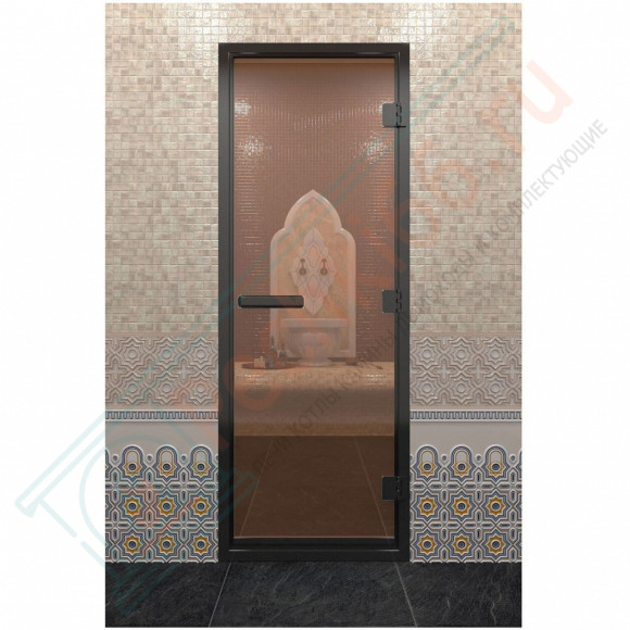 Дверь для хамама в черном профиле, бронза 1900x800 мм (DoorWood) в Новосибирске