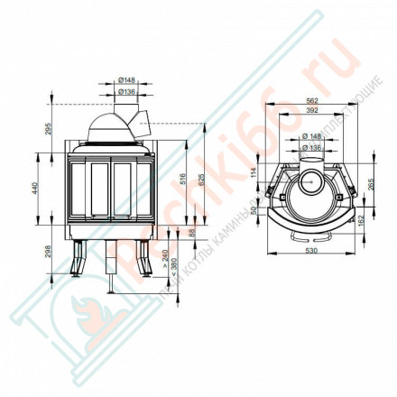 Чугунная топка NI-22 со складными дверцами (Nordpies)