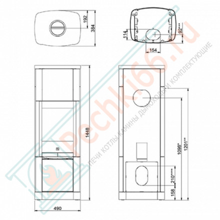 Печь-камин Scan 65-8 HT, стеатит, с верхним выходом (Scan)