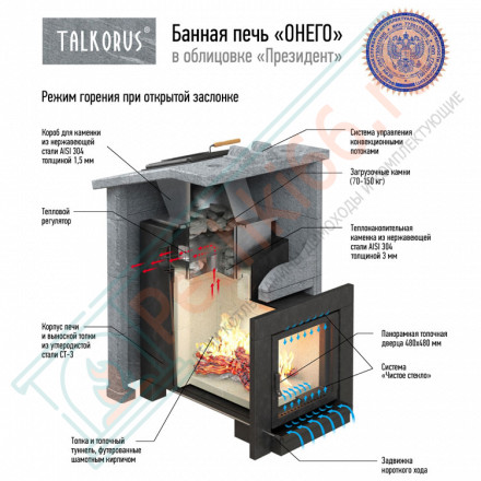 Печь для Русской бани Онего 45Т15 президент с выносной топкой (Talkorus)