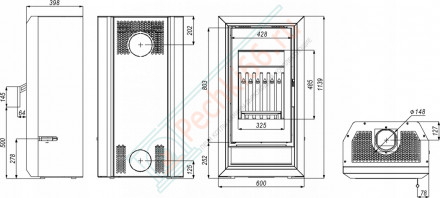 Печь-камин Ignis, черная сталь (Defro-Home) 9кВт