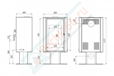 Печь-камин Solum Top, золотая сталь (Defro-Home) 9кВт
