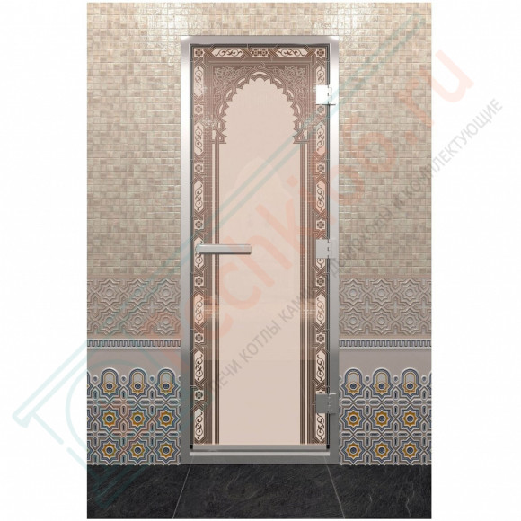 Стеклянная дверь DoorWood «Хамам Восточная Арка Бронза матовая» 200х80 (по коробке) в Новосибирске