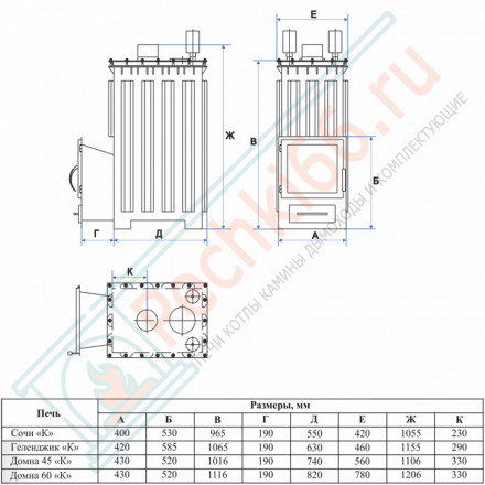 Печь для бани Геленджик-К в пироксените (ИзиСтим)