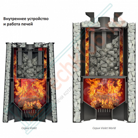 Дровяная банная печь Grill'D Violet Romb Short Window Max (Камень колотый 100 кг)