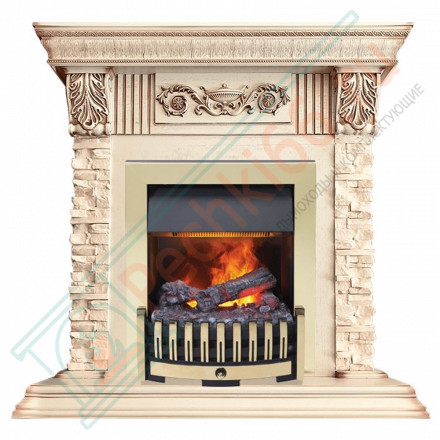 Электрокаминокомплект Luxemburg (каменный) - Сланец/Cлоновая кость с патиной с очагом Danville Brass FB2