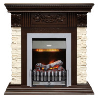Электрокаминокомплект Luxemburg (каменный) - Сланец/Темный дуб с очагом Danville Chrome FB2