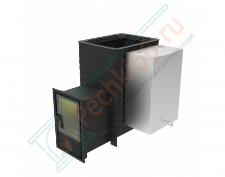 Печь для бани Фаворит 24 Д-2, каминная дверца, с баком 35 л (Березка)