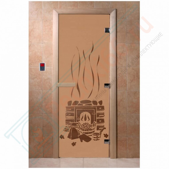 Дверь стеклянная для бани, матовая бронза, "Банька" 1900х700 (DoorWood) в Новосибирске