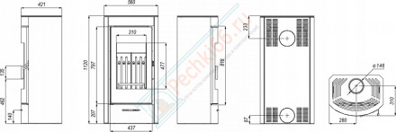 Печь-камин Orti, коричневая сталь (Defro-Home) 9кВт