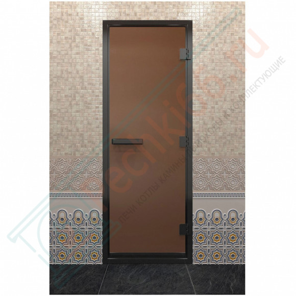 Дверь для хамама в черном профиле, бронза матовая 1900x800 мм (DoorWood) в Новосибирске