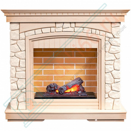 Электрический Каминокомплект Glasgow - Слоновая кость с патиной/Белый с очагом Cassette 400 NH