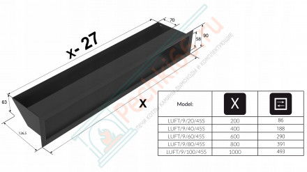 Решетка 9X40 черная LUFT/9/40/45S/C (Kratki)