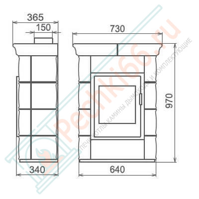 Печь-камин Borgholm keramik, Оливково-зеленая (Thorma) до 165 м3
