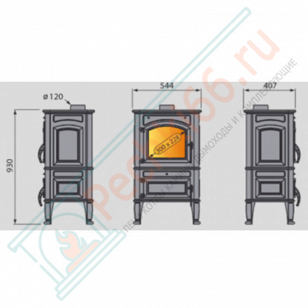 Чугунная печь-камин LCI Canaria LUX, Черный (Liseo Castiron) до 240 м3