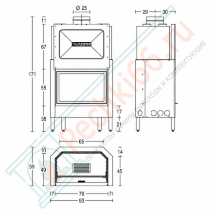 Стальная топка HT 610 (Piazzetta) 12,5 кВт